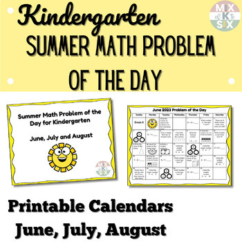 Preview of End of the Year Math Review for Kindergarten | Summer Math Problem of the Day 