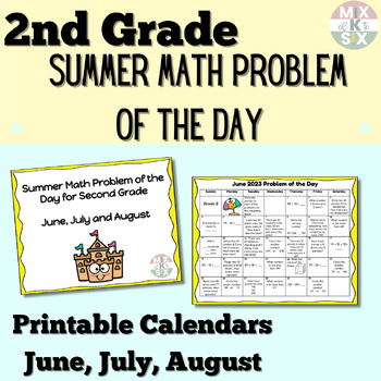 Preview of End of the Year Math Review for Second Grade | Summer Math Problem of the Day 