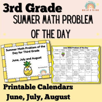 Preview of End of the Year Math Review for Third Grade | Summer Math Problem of the Day 