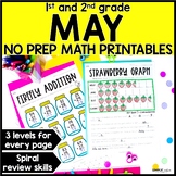 End of the Year May No Prep Math Printables for 1st & 2nd 