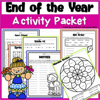 Preview of End of the Year Mazes Puzzles and More Activity Packet 