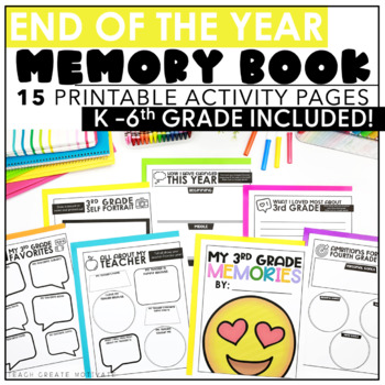 Preview of Printable End of the Year Memory Book Activity for 1st 2nd 3rd 4th 5th Grades
