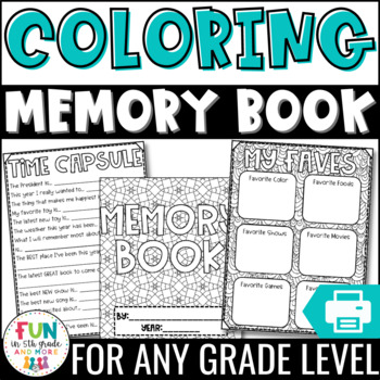 Preview of End of the Year Activity | Memory Book: Coloring Book Theme | Grades 3-6