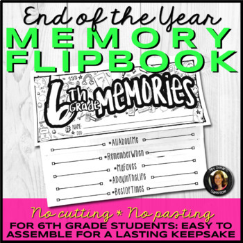 Preview of End of the Year Memory Book Flipbook for 6th Grade Distance Learning