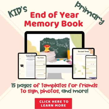 Preview of End of the Year Memory Book - Kindergarten through 6th grade