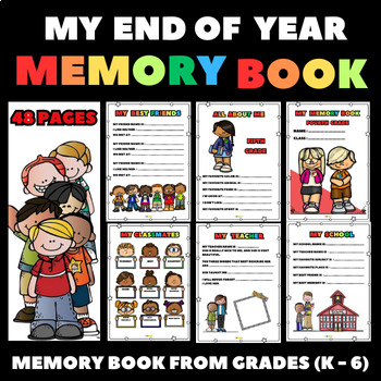 Preview of End of the Year Memory Book Packet (Grades K-6) Last Week of School Activities