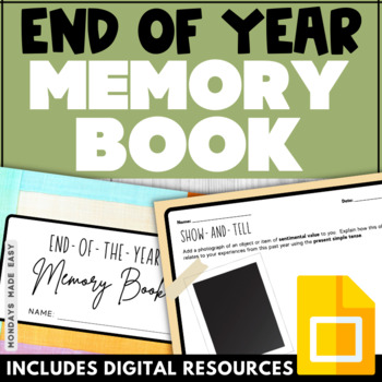 Preview of End of the Year Memory Book -  Print & Digital End of Year Reflection Prompts