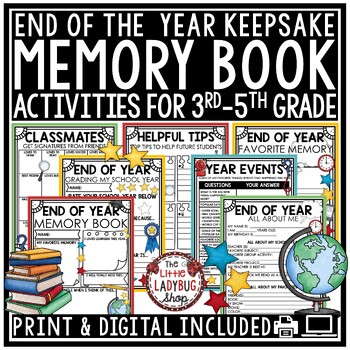 Preview of End of Year Memory Book 3rd 4th 5th Grade Last Week of School Writing Activities