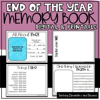 Preview of GOOGLE Classroom™ End of the Year Memory Book for Distance Learning