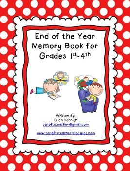 Preview of End of the Year Memory Book for Grades 1st, 2nd, 3rd, or 4th