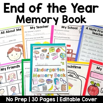 Preview of End of the Year Memory Book for Kindergarten, Pre K and Preschool