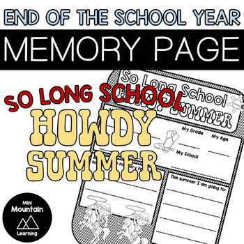 Preview of End of the Year Memory Page
