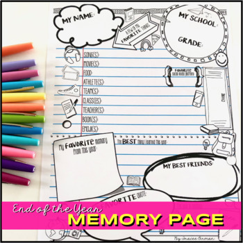 Preview of End of the Year Memory Page Distance Learning
