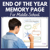 End of the Year Memory Page for Middle School
