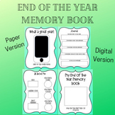 End of the Year Memory book- digital and paper version