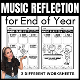 End of the Year Music Class Reflection Sheets! 2 Different
