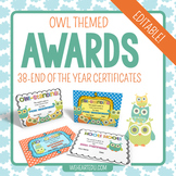 End of the Year Owl Themed Award Certificates {Editable}