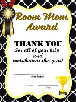 Preview of End of the Year PARENT AWARD and Room Mom Award *UPDATED*
