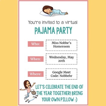Editable Pajamas drive PJ party flyer sleepwear required 