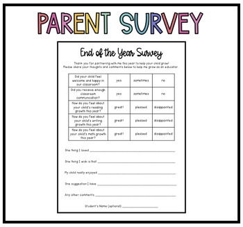 Preview of End of the Year Parent Survey