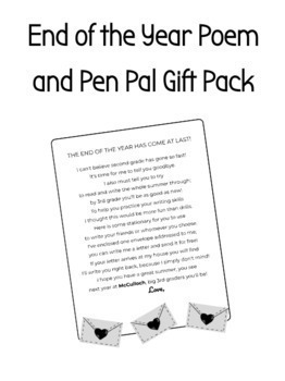 Preview of End of the Year Pen Pal Poem Kit