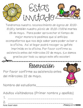 Preview of Editable End of the Year Picnic & Awards RSVP with Slips {Spanish}Growing Bundle