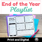 End of the Year Playlist - Fun Writing Activity - Printabl