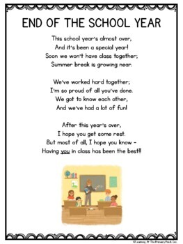 End of the Year Poem for Students (FREE) | TPT