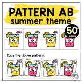 Summer Preschool AB Patterns Worksheets for Fine Motor Activities