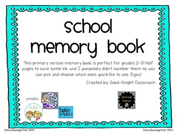 End of the Year PrimaryMemory Book by Jenny Baumgartner | TpT