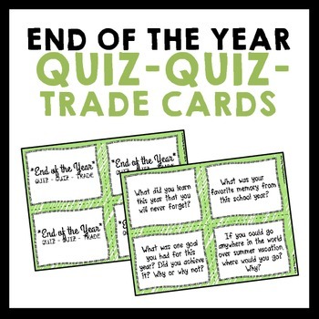 Preview of End of the Year Quiz Quiz Trade Cards {Set of 32}