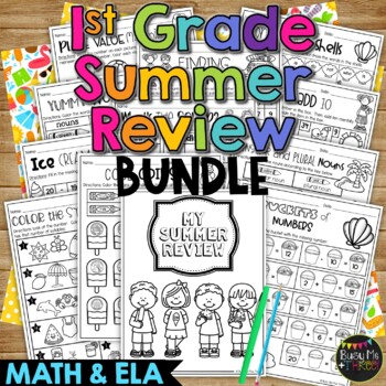 Preview of End of the Year REVIEW 1st Grade SUMMER BUNDLE No Prep Printables Math and ELA