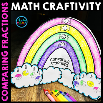 Preview of Comparing Fractions May Craft Rainbow Math End of Year Fractions Craft Activity