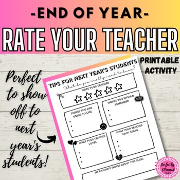 Preview of End of the Year | Rate Your Teacher | After Testing | Summer | Early Finishers