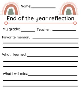 Preview of End of the Year Reflection