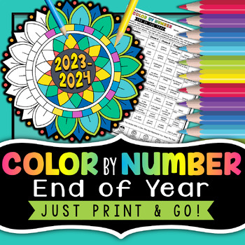 Preview of End of the Year Reflection - Color by Number - Coloring Pages