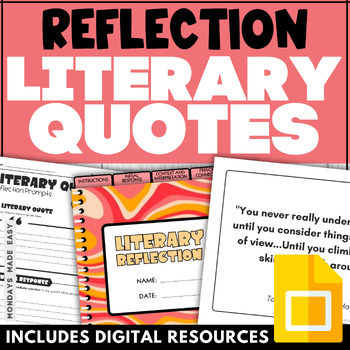 Preview of End of the Year Reflection Prompts - Literary Quotes Activity - Digital Journal