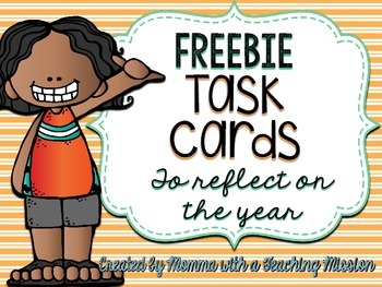 Preview of End of the Year Reflection Task Cards FREEBIE
