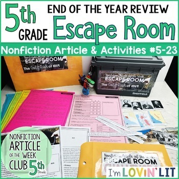Preview of End of the Year Review ESCAPE ROOM for Reading Informational Text 5th Grade