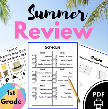 Preview of Summer Packet NO PREP End of the Year Review (1st Grade) Printable