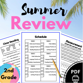 Preview of Summer Packet NO PREP End of the Year Review (2nd Grade) Printable