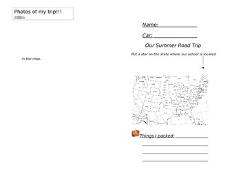 Preview of End of the Year Road Trip Activity Booklet