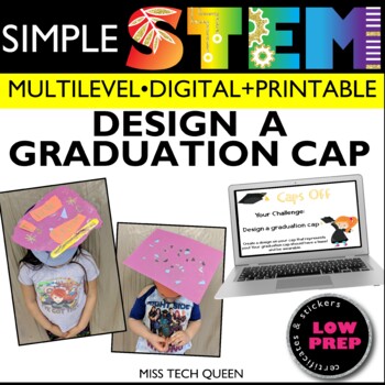 Preview of End of year STEM Challenge Graduation Cap Craft STEAM Activity May June Low Prep