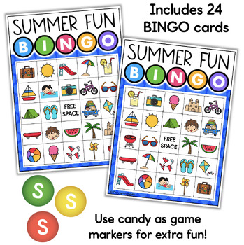 SUMMER Bingo End of the School Year Activity Fun Party Game by Fishyrobb