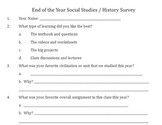 End of the Year Social Studies / History survey