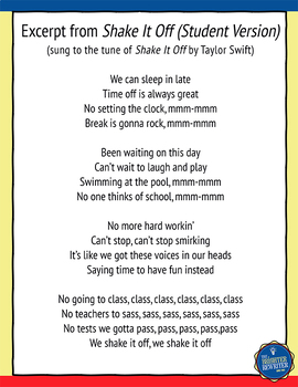 End Of The Year Song Lyrics For Shake It Off By The Brighter Rewriter