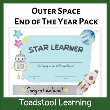 Preview of End of the Year Space Themed Pack with Award