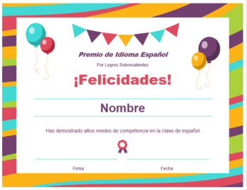 Free Printable Spanish Award Certificates PRINTABLE TEMPLATES