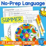 End of the Year Speech Therapy Activities Language Summer 
