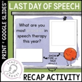 End of Year Speech Therapy Activities Last Week of School 